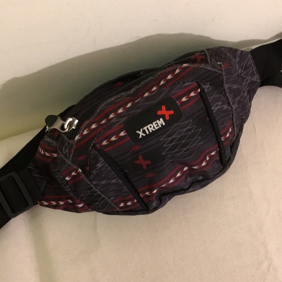 xstrem Handbags - Xtreme brand belt bag Tribal pattern grey red black